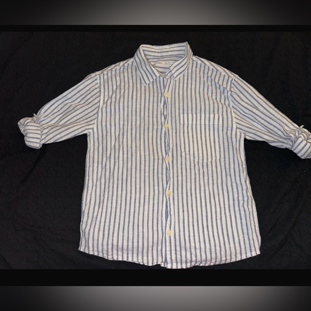 Zara Kids Stripped Linen Button Down